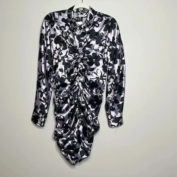 Zara Satin Lavender and Black the Dita Floral Dress - Picture 7 of 16